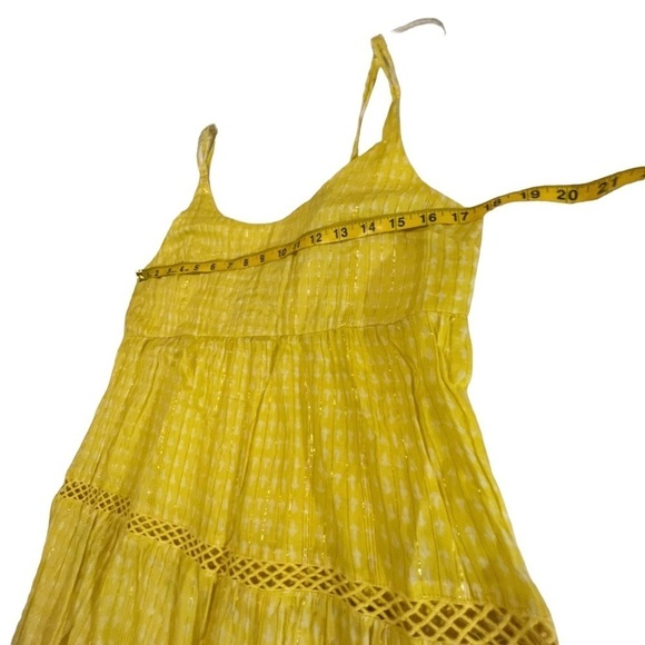 NWT Free People Midnight Dance Print Maxi in Canary Combo XS Tiered Crochet - Picture 10 of 15